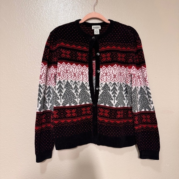 Classic Elements Sweaters - Classic Elements Black & Red Fair Isle Cardigan